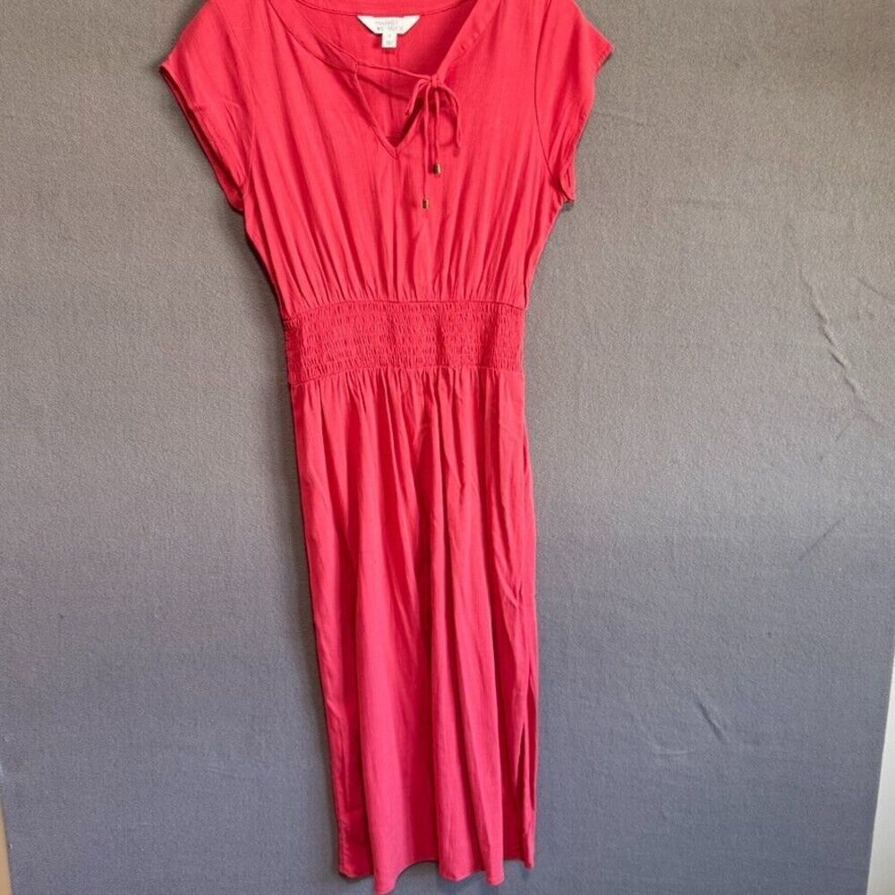 Market & Spruce Neriah Smocked A Line Dress Coral Small Cap Sleeve WGW70557